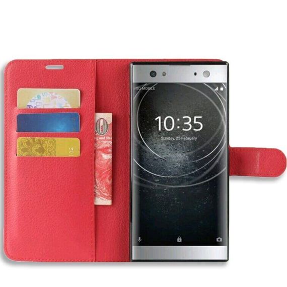 Чохол книжка з кишенями для карт на Sony Xperia XA2 колір Червоний | Зображення 1