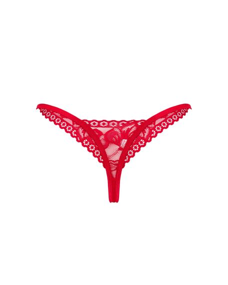 Мереживні стрінги Obsessive Lacelove thong XL/2XL Red, низька посадка | Зображення 3