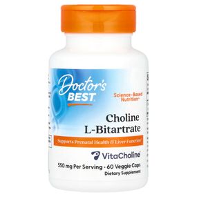 Холин L-битартрат Doctor's Best Choline L-Bitartrate, 550 mg, 60 Veggie Caps (275 mg Per Capsule)