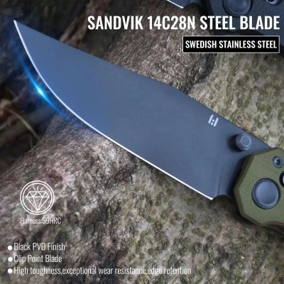 Нож Hightron Pathwright, 14C28N, G10, зелений, чорний клинок (HK03GRN) | Зображення 3