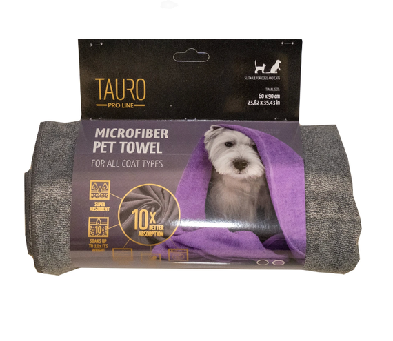 Рушник для домашніх тварин з мікрофібри Tauro Pro Line, grey 60*90 cm