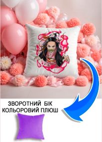 Подушка плюшева Мерч Крафт Дизайн з принтом аніме Незуко Клинок бузковий плюш квадратна 33х33 см