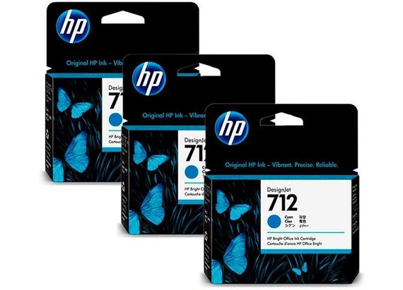 Картридж HP No.712 DesignJet Т230/Т630 Cyan 3-Pack 29-ml (3ED77A)