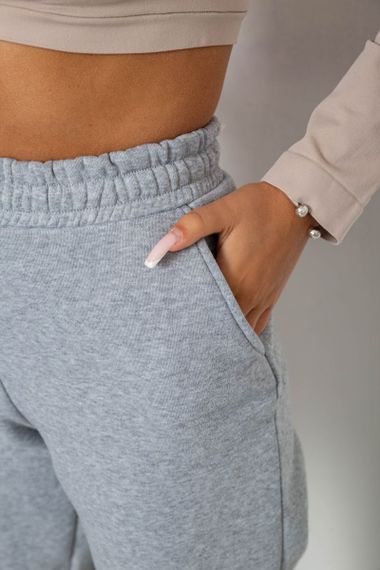 Спортивные штаны женские на флисе, цвет светло-серый, 238R58671-1 | Зображення 4
