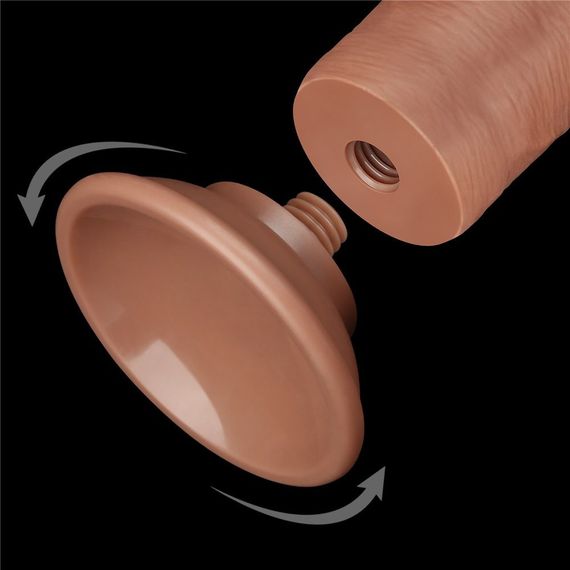 Фалоімітатор 8'' SLIDING SKIN DUAL LAYER DONG BROWN Sex Aura | Зображення 6