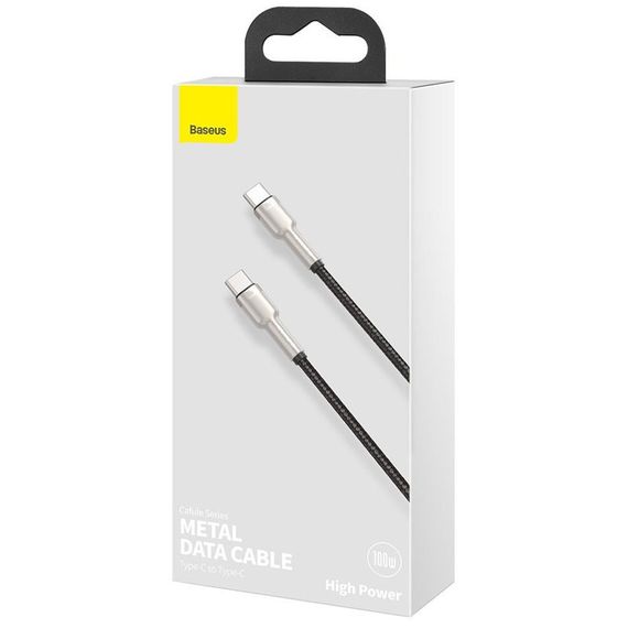 Дата кабель Baseus Cafule Series Metal Type-C to Type-C 100W (1m) (CATJK-C) Чорний | Зображення 5