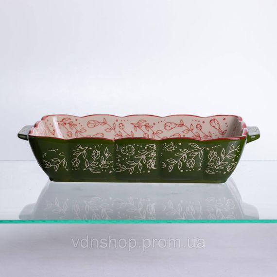 Форма для випікання Vintage 28×17×5 (см) прямокутна форма для випікання в духовці з ручками Зеленая HM05-10 | Зображення 7