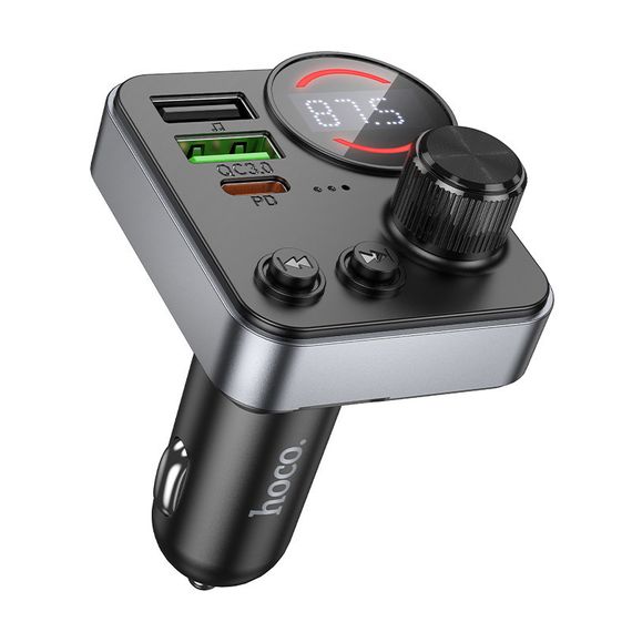 АЗП FM модулятор Hoco E86 Alegria PD30W+QC3.0 48W (2USB-A/1C) Black
