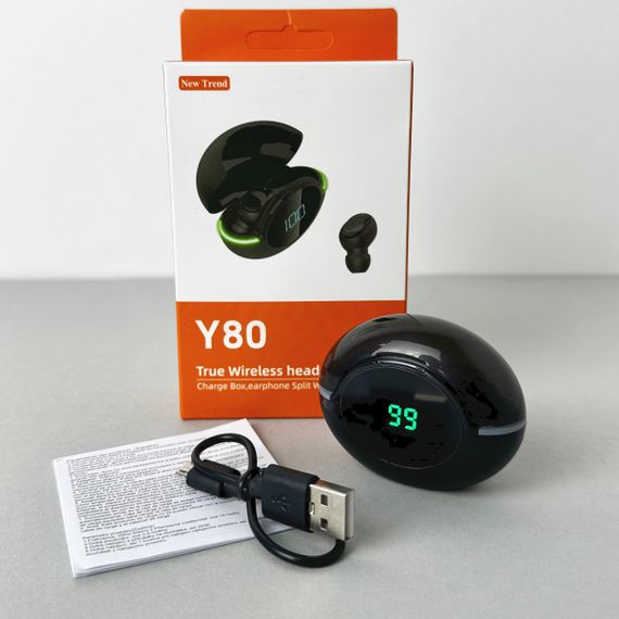 Бездротові навушники Y80 series, EarBuds, Smart Case (Чорні) | Зображення 3