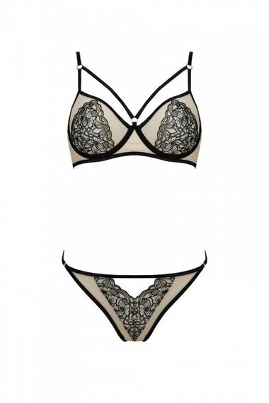 Комплект Passion LORINA SET, XXL/XXXL, beige, бюстгальтер та трусики | Зображення 2