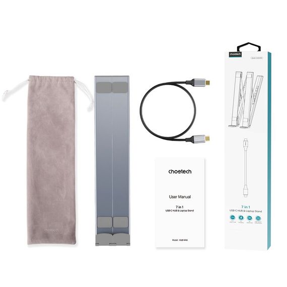 Адаптер Choetech HUB-M48-GY, USB Type-C 7-в-1 | Зображення 5
