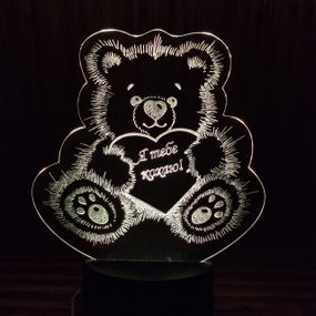 Акриловий світильник-нічник Ведмедик Кохання білий tty-n000189