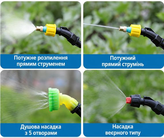 Электрический аккумуляторный садовый опрыскиватель 8л + 3 насадки / Переносной опрыскиватель для газона с выдвижной ручкой 66см | Зображення 4