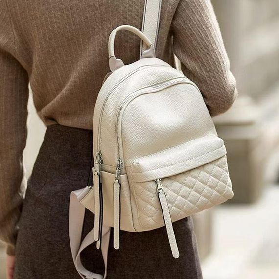 Жіночий шкіряний рюкзак міський. Модний рюкзак жіночий. Рюкзак з натуральної шкіри білий 23479 | Зображення 2
