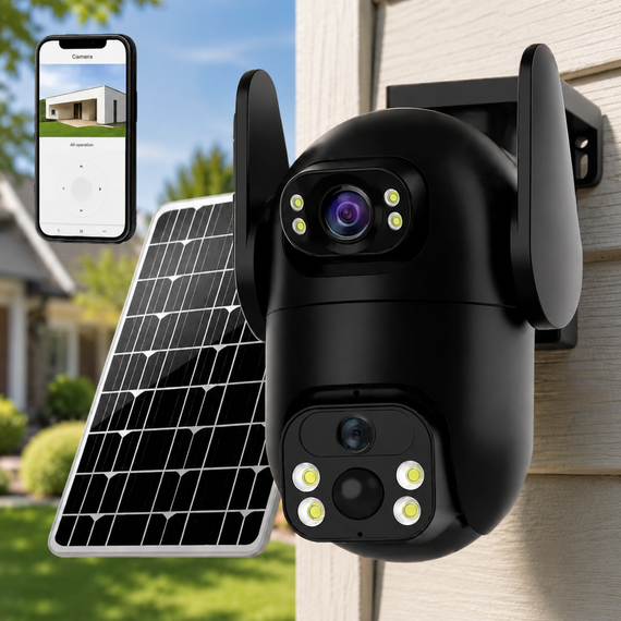 Камера відеоспостереження із сонячною панеллю AND VQ05-4G solar camepa app380 / Камера вулична 6.0 Мп | Зображення 1