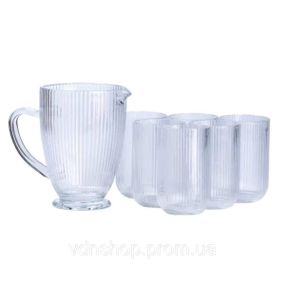 Набор стеклянный кувшин и 6 стаканов  прозрачный HP535