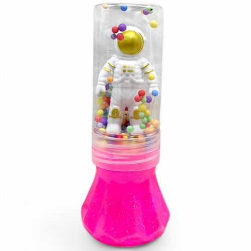 Слайм с шариками и игрушкой "Космонавт" 17,5 см (розовый)