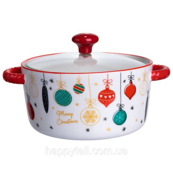 Супниця порцелянова Merry Christmas новорічна  800 (мл) з кришкою Yiwu FM-CS-9B