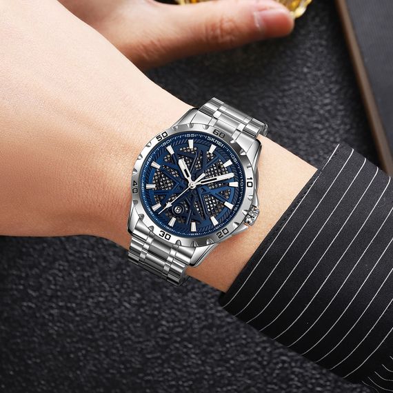 Чоловічий годинник Skmei 9337SIBU Silver-Blue | Зображення 2
