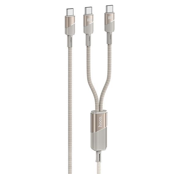 Дата кабель Hoco U139 2in1 Type-C to Type-C/Type-C 100W (1.2m) Gold