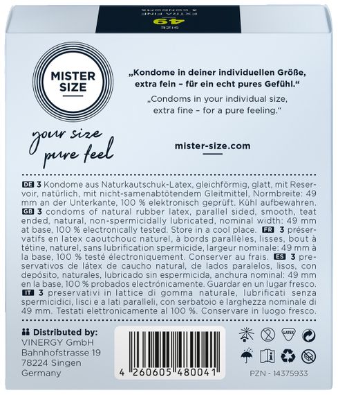 Презервативы Mister Size 49 mm (3шт) Sex Aura | Зображення 1