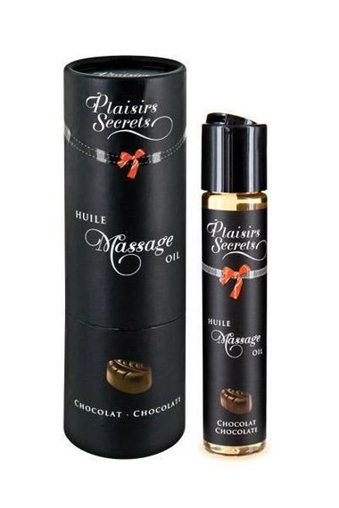 Масажна олія Plaisirs Secrets Chocolate (59 мл) з афродизіаками, їстівна, подарункове паковання Sex Aura