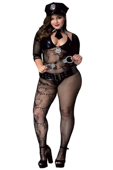 Еротичний комбінезон сітка BLACK POLICE OUTFIT XL/XXL Sex Aura