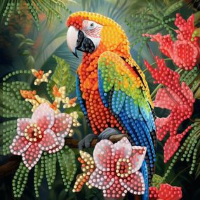Алмазна мозаїка "Папуга у джунглях" ZAV1818-5, 18х18 см