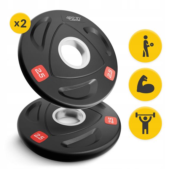 Диск олімпійський 4FIZJO 2 x 2.5 кг 51 мм металевий, прогумований Black (P-5905973401265) | Зображення 4