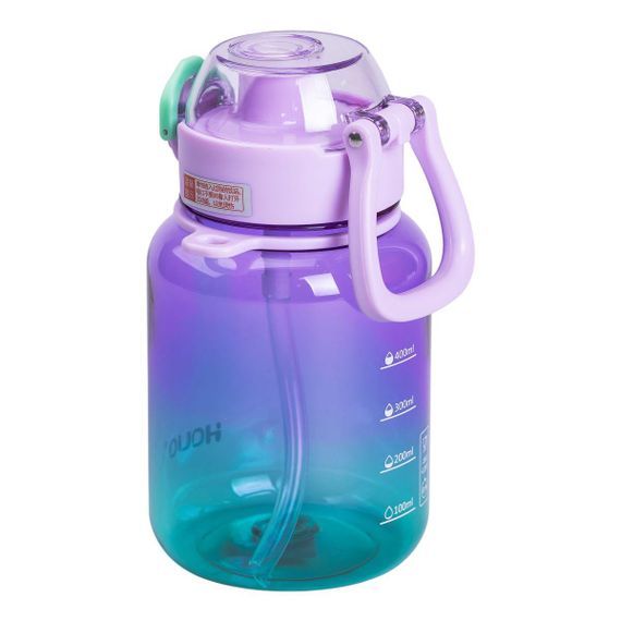Бутылка для воды многоразовая 700 мл бутылочка с трубочкой для спорта и школы 16.5 см Фиолетовая HP-14-32V | Зображення 3