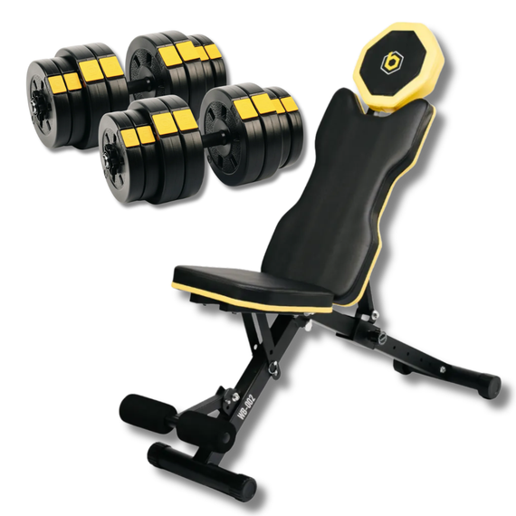 Набір Besport PowerPro гантелі 2х31кг з лавою WB-002