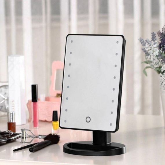 Дзеркало для макіяжу з 16 LED підсвічуванням Mirror White, Дзеркало зі світлом для макіяжу. Колір: чорний | Зображення 8
