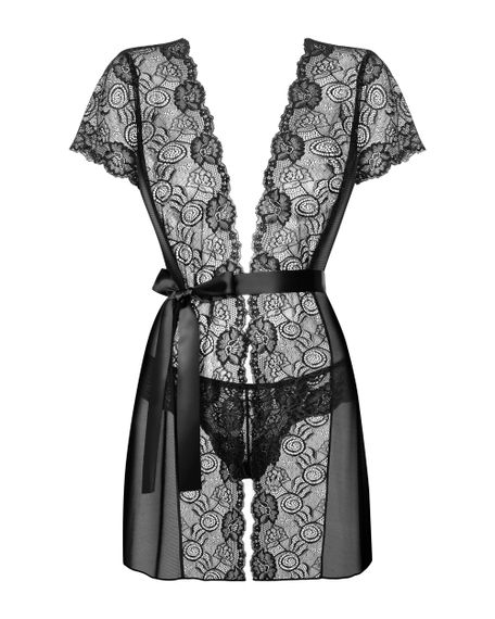 Пеньюар Obsessive Alluria robe Черный S/M | Зображення 2