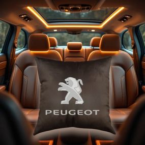 Авто Подушка з вишивкою логотипу марки пежо Peugeot коричневий автомобілісту 00168