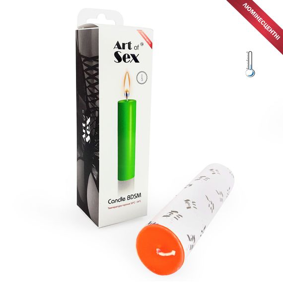 Помаранчева воскова свічка Art of Sex size M 15 см низькотемпературна, люмінесцентна | Зображення 1