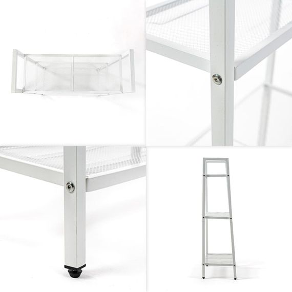 Стелаж-етажерка триярусний з металу 60х33х110см Білий SW-00002103 | Зображення 4