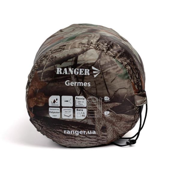 Спальний мішок до -5°C 220х75 см туристичний спальник з капюшоном Ranger Germes Camo RA6637 | Зображення 4