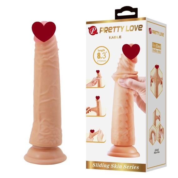 Фалоімітатор реалістичний, гнучкий Pretty Love Kable з рухомою шкірою, тілесний, 21 х 3.7 см sexstyle