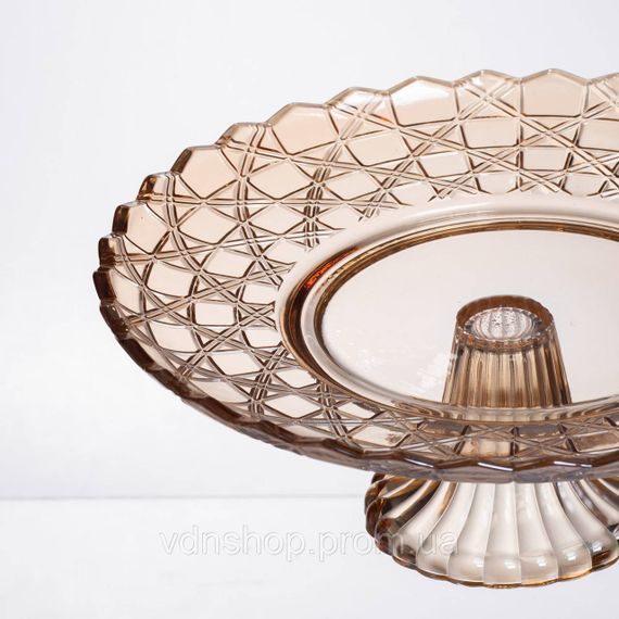 Фруктовниця скляна на ніжці Ø29 (см) кругла ваза цукерниця для фруктів Коричневий 64486-20 | Зображення 2