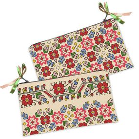 Косметичка жіноча Украинский цветочный орнамент 20х12 см (K_15UKR013)