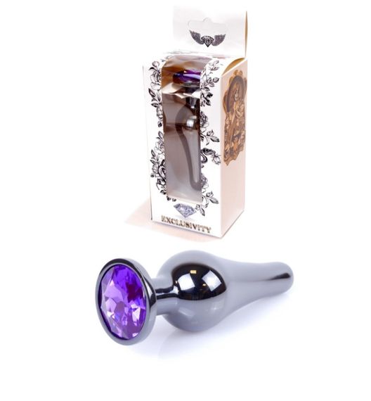 Анальна пробка - Jewellery Dark Silver BUTT PLUG- Purple Sex Aura