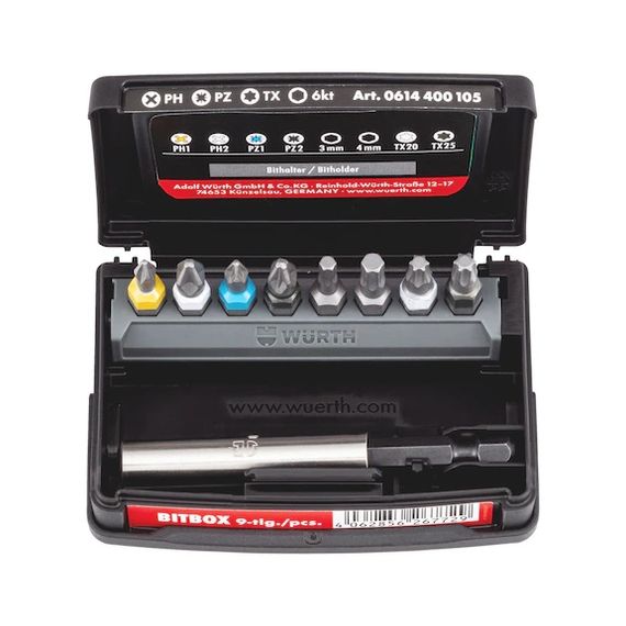 Набір біт 1/4IN, 9 шт., асортимент