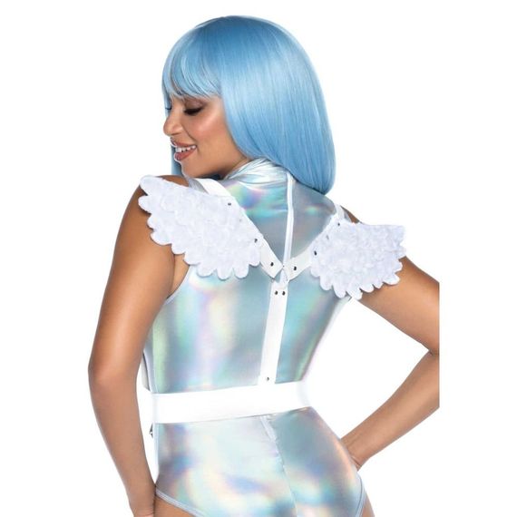 Портупея з крилами Leg Avenue Furry Angel wing body harness білого кольору, O/S