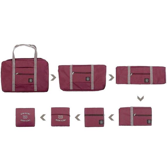 Складна дорожня сумка з кріпленням на валізу (48х32х16см), XL-676, Бордовий / Водонепроникна сумка для подорожей | Зображення 3
