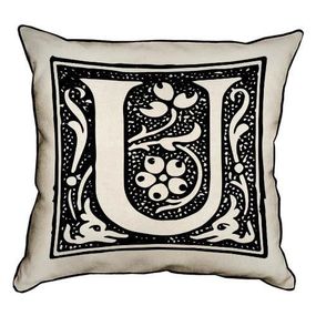 Подушка з мішковини Letter U 45x45 см (45PHB_ABC041_WH)