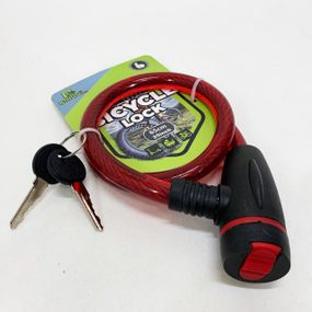 Замок велосипедный KIHUU LOCK 187, 15*65 тросовый, 2 ключа. Цвет: красный