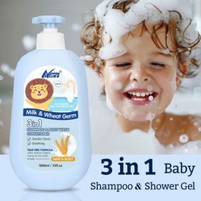 Детский шампунь 3в1 с молоком и пшеницей Nary MilkWheat Germ, 1000мл