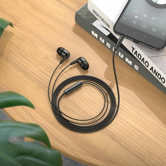 Навушники HOCO M97 Enjoy universal earphones with mic Black | Зображення 3