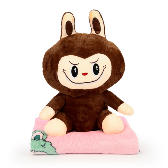 М'яка іграшка-плед, подушка 3 в 1 Лабубу 50 см Коричневий ТМ COLORFUL HOME LAB2BR | Зображення 1