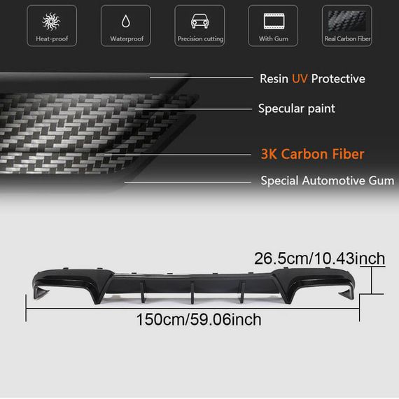 Дифузор заднього бампера V1 (для E63 AMG 2013-2016, Карбон) для Mercedes E-сlass W212 рр | Зображення 6